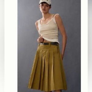Anthropologie English Factory pleated skirt - size Large. Khaki green/brown